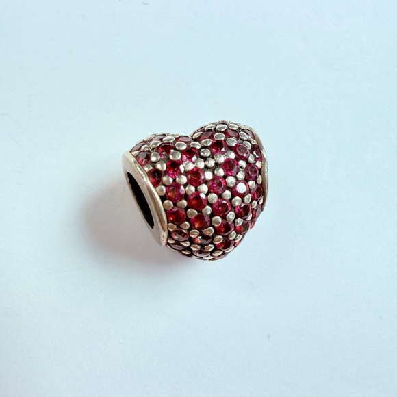 Pandora Heart Pink Cubic Zirconia CZ Sterling Silver 925 Charm Bead ALE Retired - Picture 2 of 5
